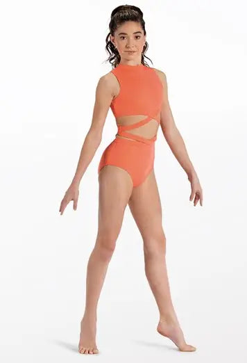 High Neck Cross Waist Leotard