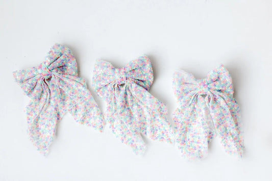 Rainbow Sequin Hair Bow