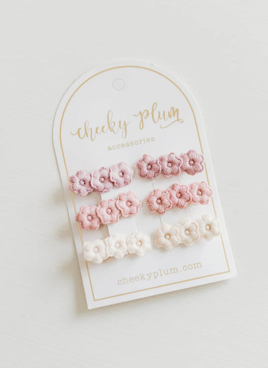 Embroidery Hair Clip Set - Pink Ombre
