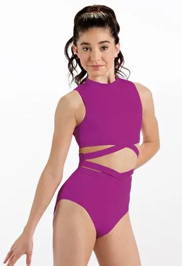 High Neck Cross Waist Leotard