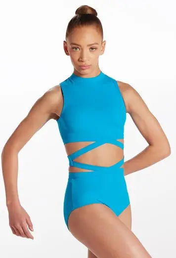 High Neck Cross Waist Leotard